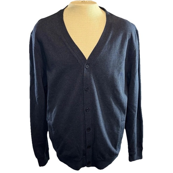 Hart Schaffner Marx Other - Hart Schaffner Marx Men's SZ XL Cotton Button Cardigan Sweater Blue Grandpa Prep